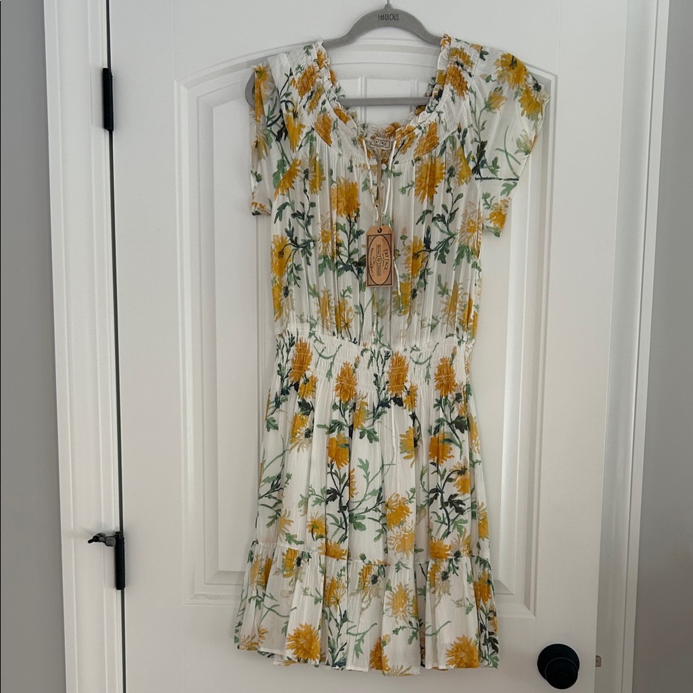 Fat Face White and Yellow Floral Dress NWT
